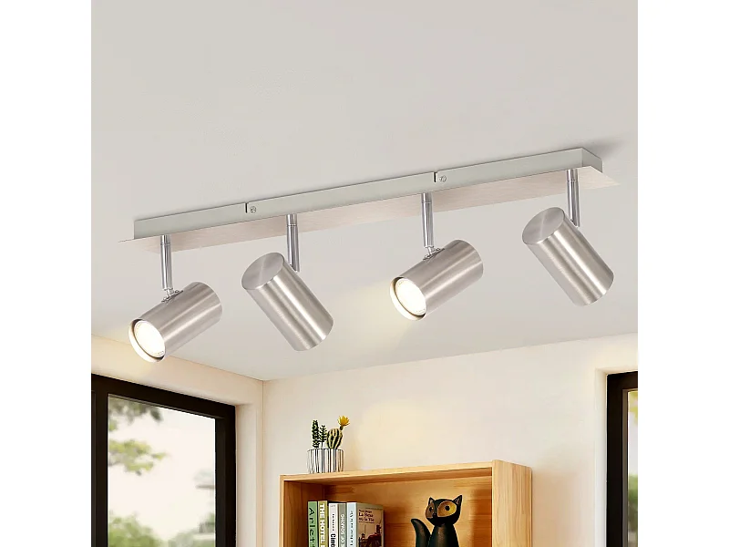NETTLIFE 4er Deckenstrahler GU10 Nickel Metall 330° Drehbar für Wohnzimmer Küche Schlafzimmer Moderne Flurlampe Ohne Leuchtmittel