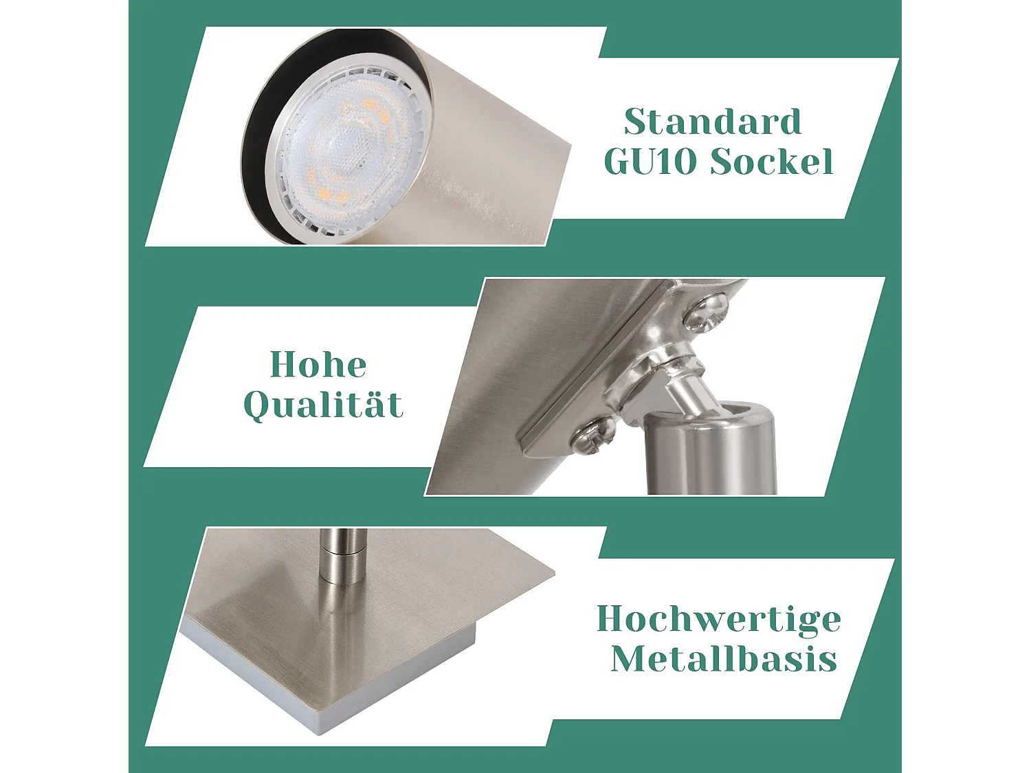 NETTLIFE Opbouwspot rechthoekig nikkel 4-lichts GU10 Fitting  330° draaibar Plafondspot L 62cm  Plafondlamp voor Woonkamer Hal Keuken Zonder Lichtborn Max.25W