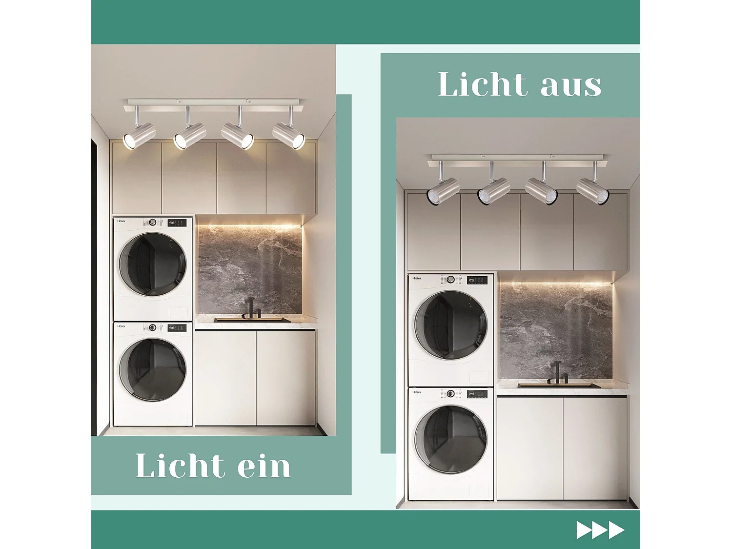 NETTLIFE Opbouwspot rechthoekig nikkel 4-lichts GU10 Fitting  330° draaibar Plafondspot L 62cm  Plafondlamp voor Woonkamer Hal Keuken Zonder Lichtborn Max.25W