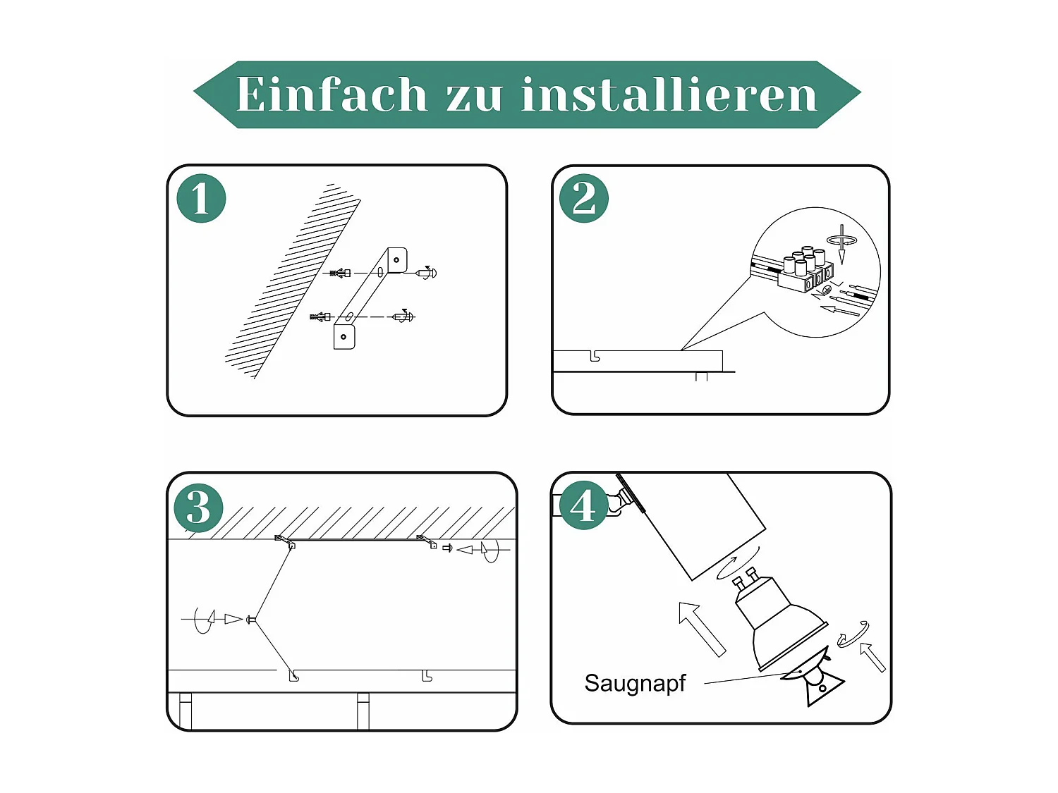 NETTLIFE Opbouwspot rechthoekig nikkel 4-lichts GU10 Fitting  330° draaibar Plafondspot L 62cm  Plafondlamp voor Woonkamer Hal Keuken Zonder Lichtborn Max.25W