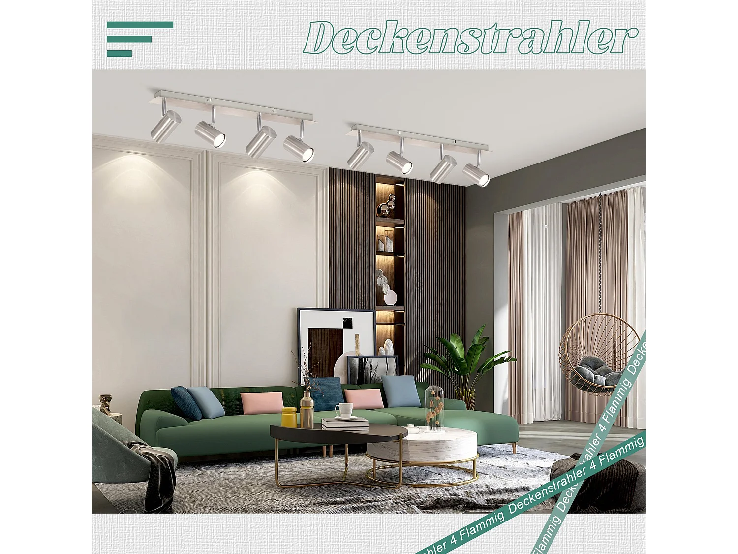 NETTLIFE 4 Spots de plafond GU10 en métal nickel pivotants à 330°pour salon cuisine chambre lampe moderne de couloir sans ampoule