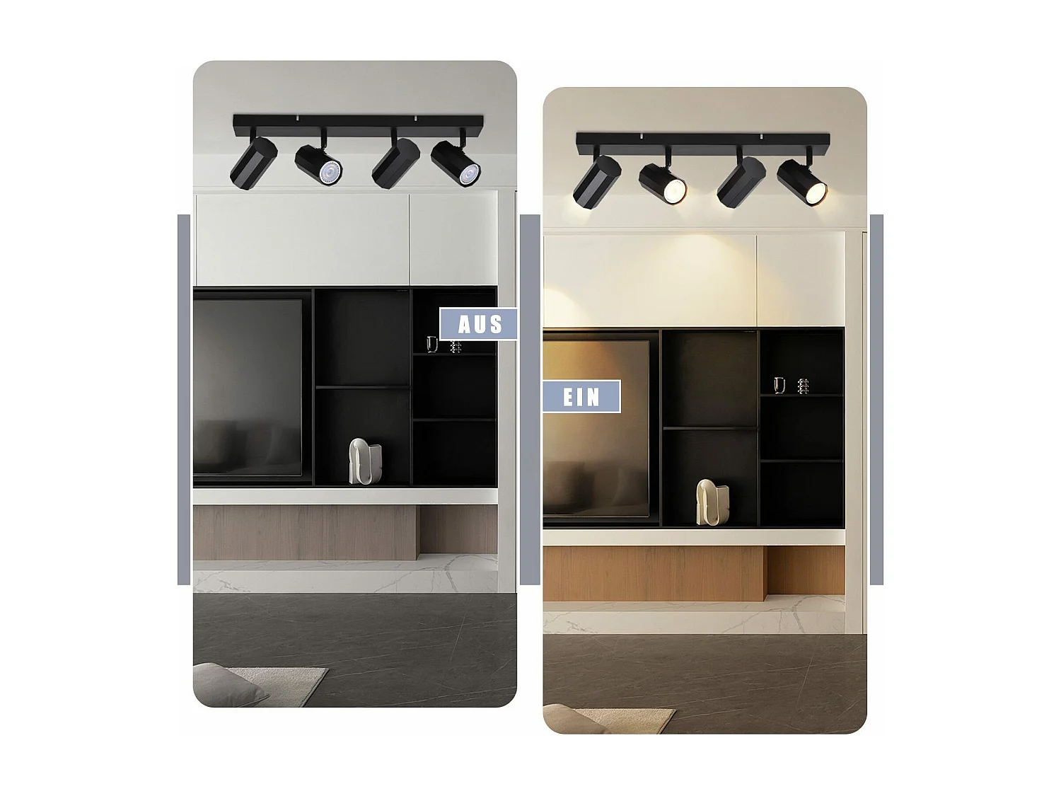 NETTLIFE 4 czarne reflektory sufitowe GU10 z możliwością regulacji 350°, z metalu w stylu vintage MAX. 25W do kuchni jadalni salonu sypialni bez żarówek