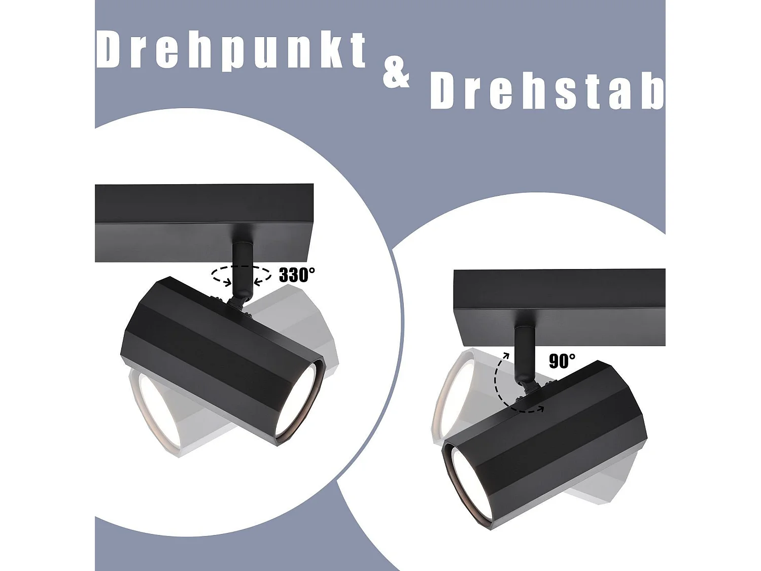 NETTLIFE 4 spots de plafond noir GU10 orientables à 350° en métal vintage MAX. 25W pour cuisine salle à manger salon chambre sans ampoules