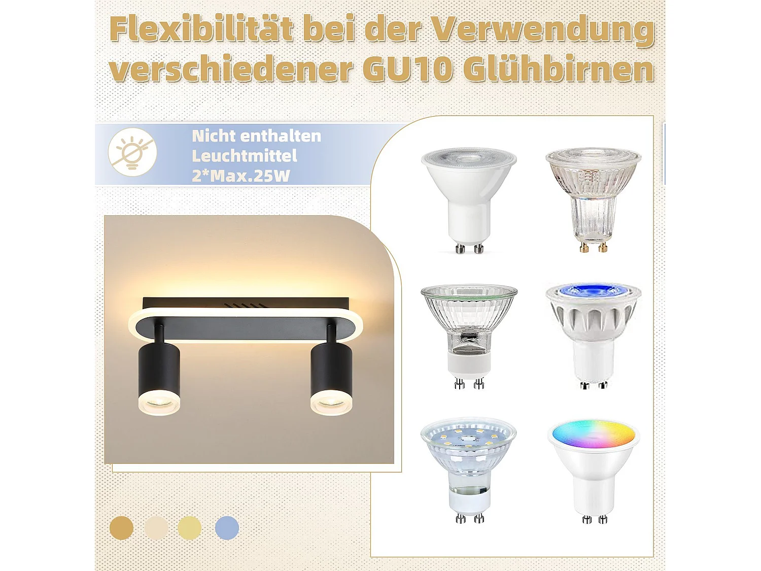 NETTLIFE 2 spots de plafond LED noir GU10 en métal, orientables à 330°, pour chambre couloir salle à manger cuisine salon, lumière blanc chaud