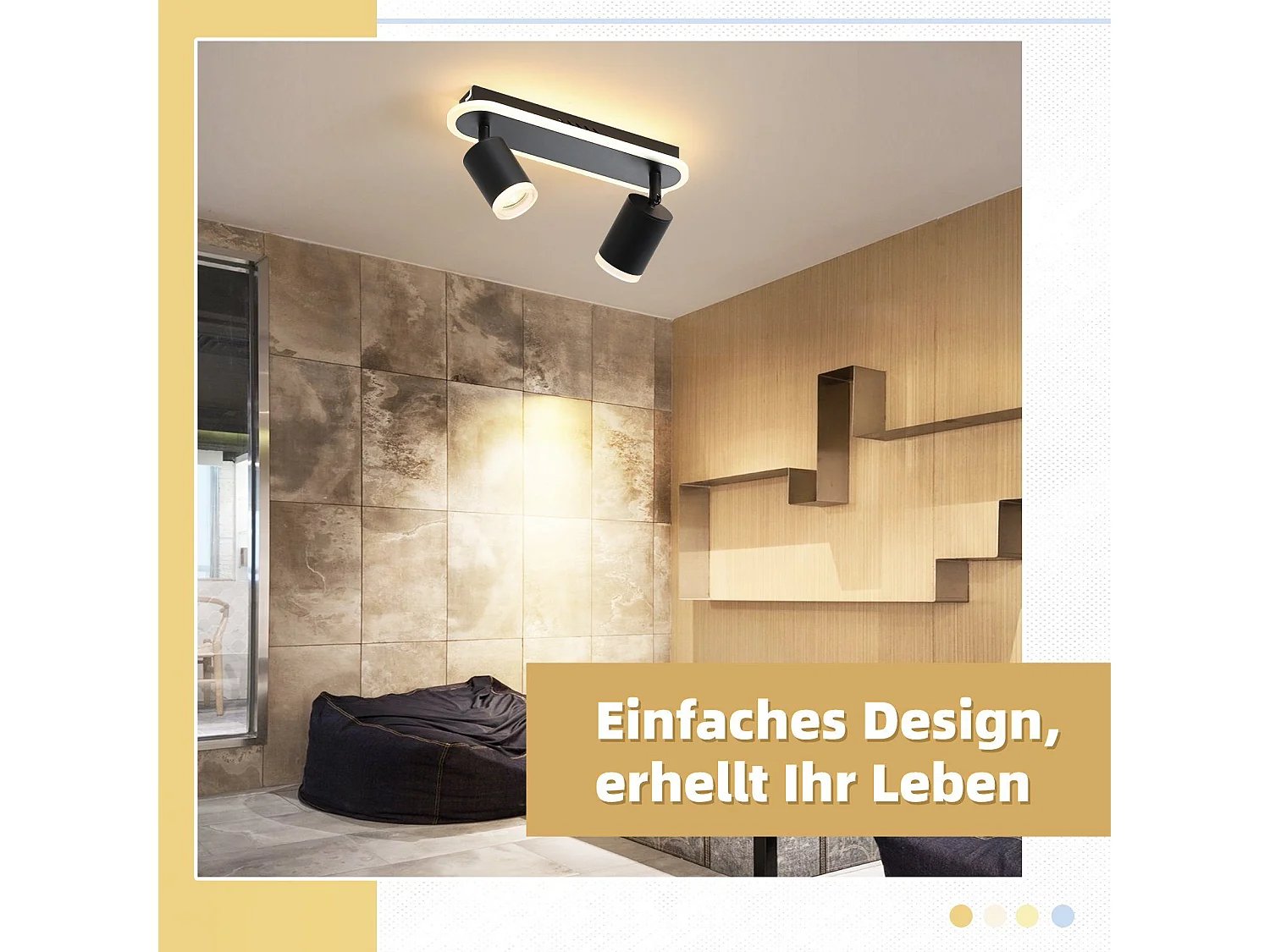 NETTLIFE 2 spots de plafond LED noir GU10 en métal, orientables à 330°, pour chambre couloir salle à manger cuisine salon, lumière blanc chaud