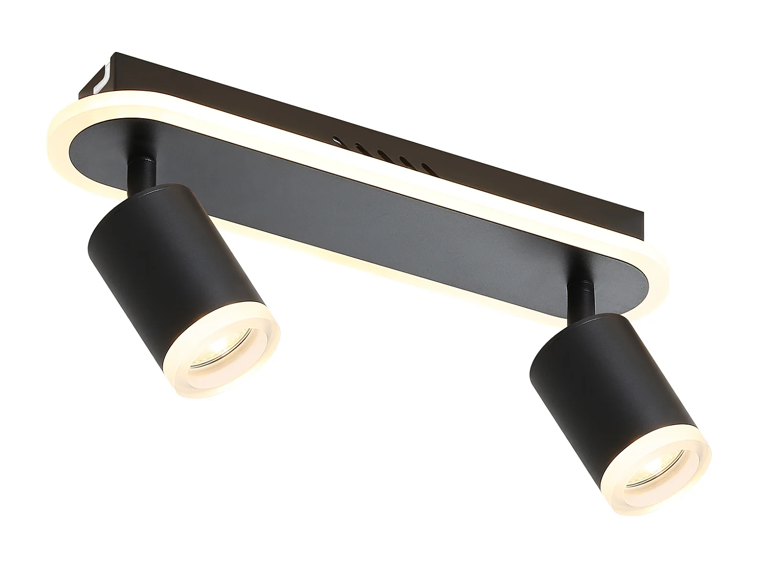 NETTLIFE 2 spots de plafond LED noir GU10 en métal, orientables à 330°, pour chambre couloir salle à manger cuisine salon, lumière blanc chaud