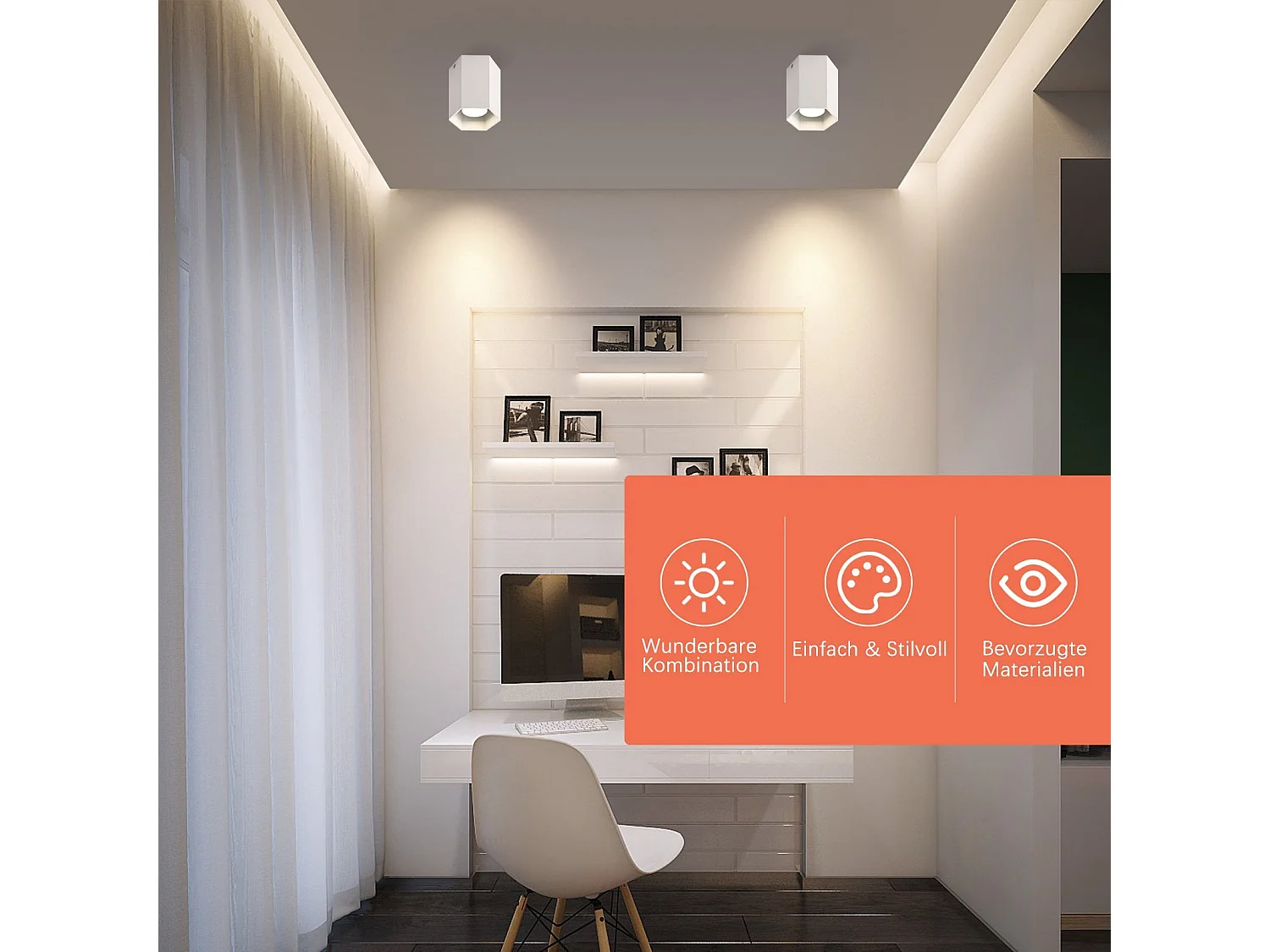 NETTLIFE Spots en saillie plafonnier blanc : moderne GU10 en aluminium lampe de couloir pour salle à manger sans ampoule