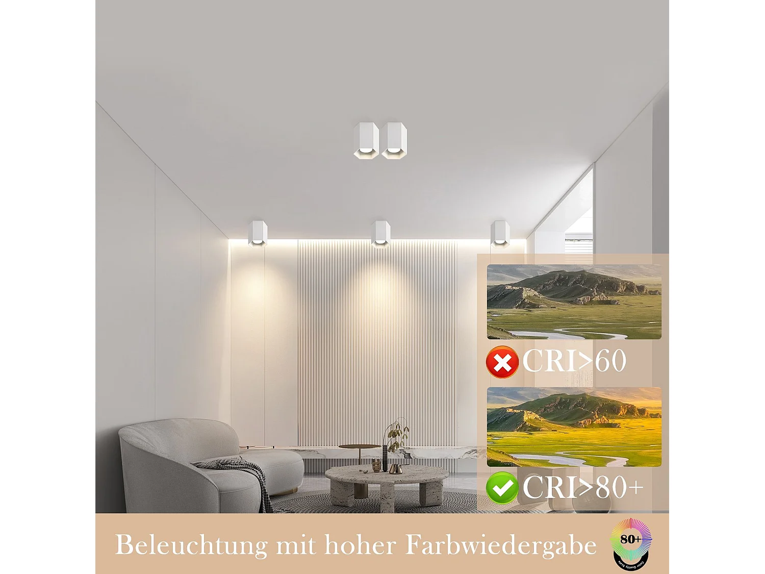 NETTLIFE Spots en saillie plafonnier blanc : moderne GU10 en aluminium lampe de couloir pour salle à manger sans ampoule