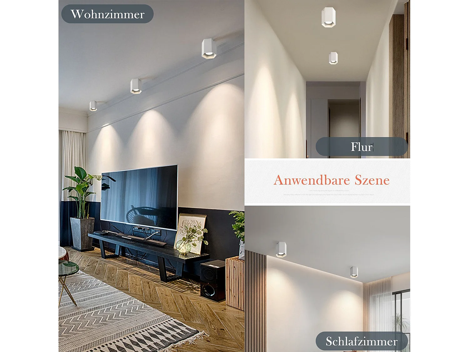 NETTLIFE Spots en saillie plafonnier blanc : moderne GU10 en aluminium lampe de couloir pour salle à manger sans ampoule