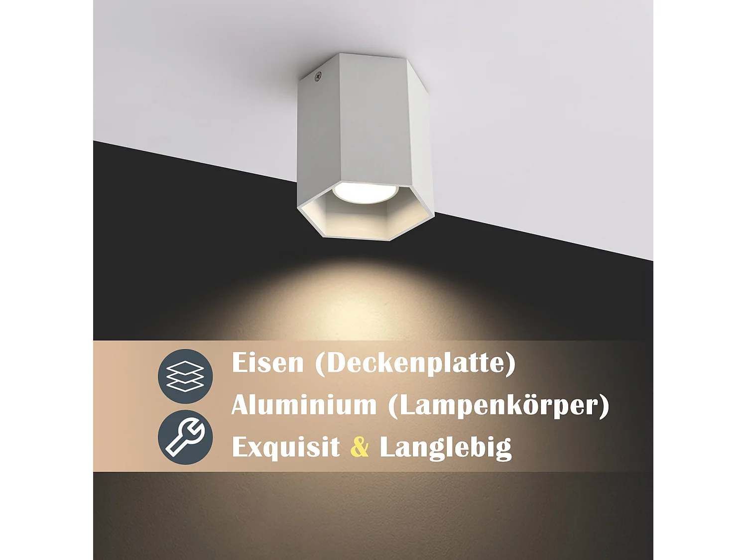 NETTLIFE Spots en saillie plafonnier blanc : moderne GU10 en aluminium lampe de couloir pour salle à manger sans ampoule