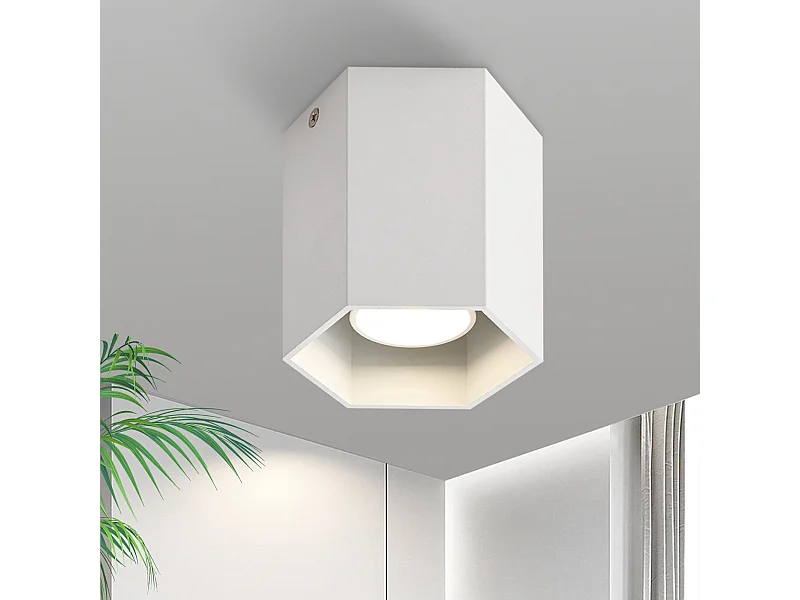 NETTLIFE Spots en saillie plafonnier blanc : moderne GU10 en aluminium lampe de couloir pour salle à manger sans ampoule