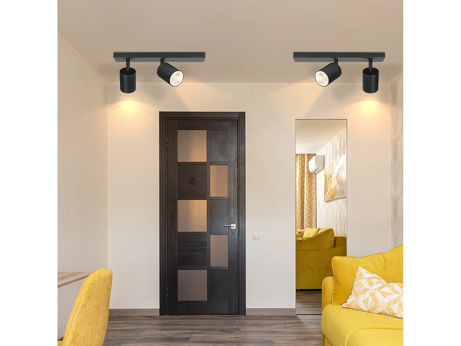 NETTLIFE 2 Spots Max.25w GU10 LED Deckenleuchte Schwarz Moderne Flurlampe 350° Drehbar Industrielle Wandleuchte für Wohnzimmer Schlafzimmer Küche