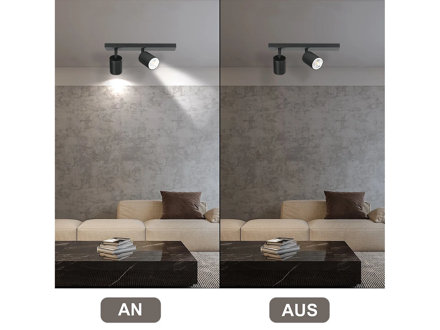 NETTLIFE 2 Spots Max.25w GU10 LED Deckenleuchte Schwarz Moderne Flurlampe 350° Drehbar Industrielle Wandleuchte für Wohnzimmer Schlafzimmer Küche