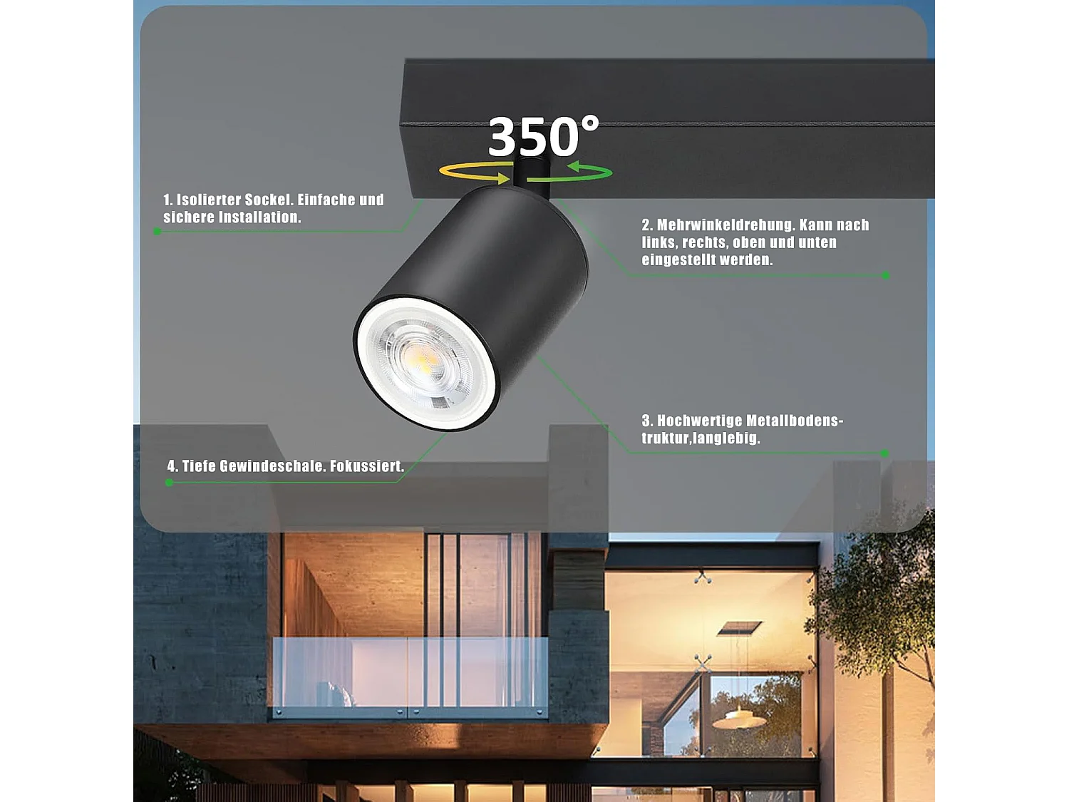 NETTLIFE 2 Spots Max.25w GU10 LED Deckenleuchte Schwarz Moderne Flurlampe 350° Drehbar Industrielle Wandleuchte für Wohnzimmer Schlafzimmer Küche