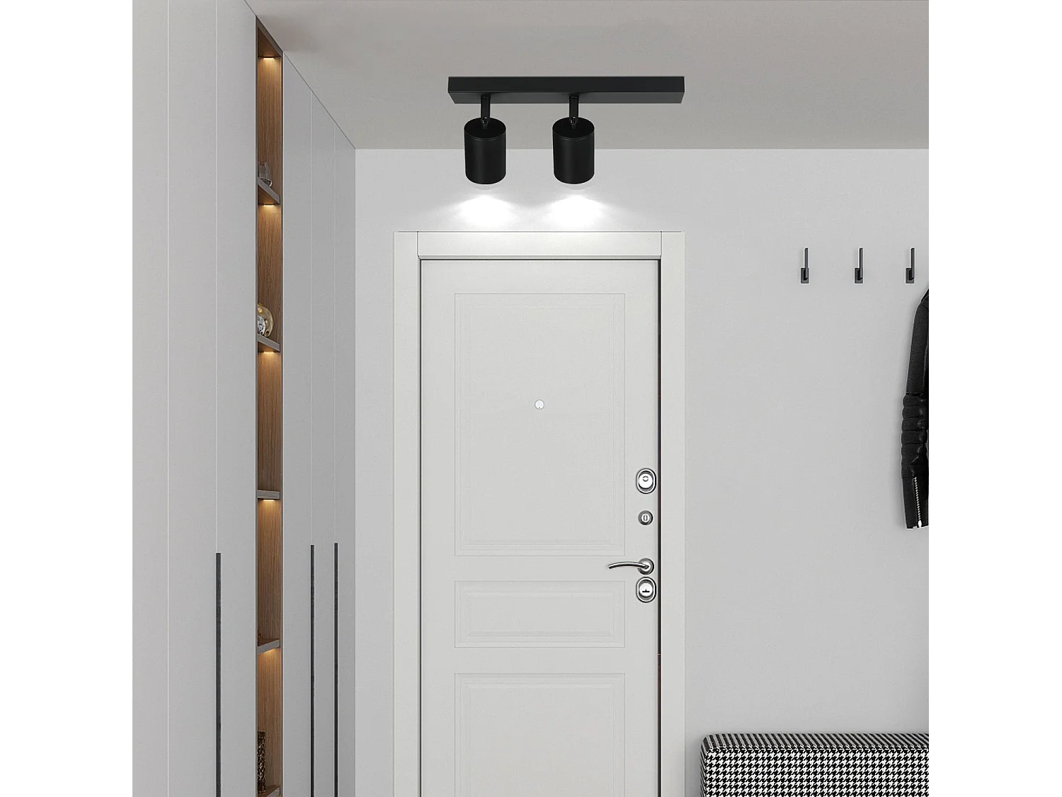 NETTLIFE 2 Spots Max.25w GU10 LED Deckenleuchte Schwarz Moderne Flurlampe 350° Drehbar Industrielle Wandleuchte für Wohnzimmer Schlafzimmer Küche