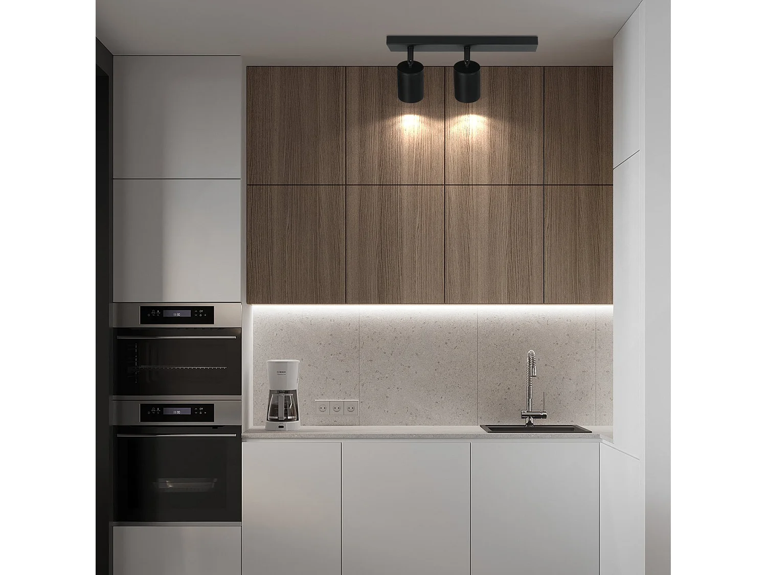 NETTLIFE 2 Spots Max.25w GU10 Plafonnier LED Noir  Lampe de Couloir Moderne Pivotante à 350° Murale Industrielle pour Salon Chambre Cuisine