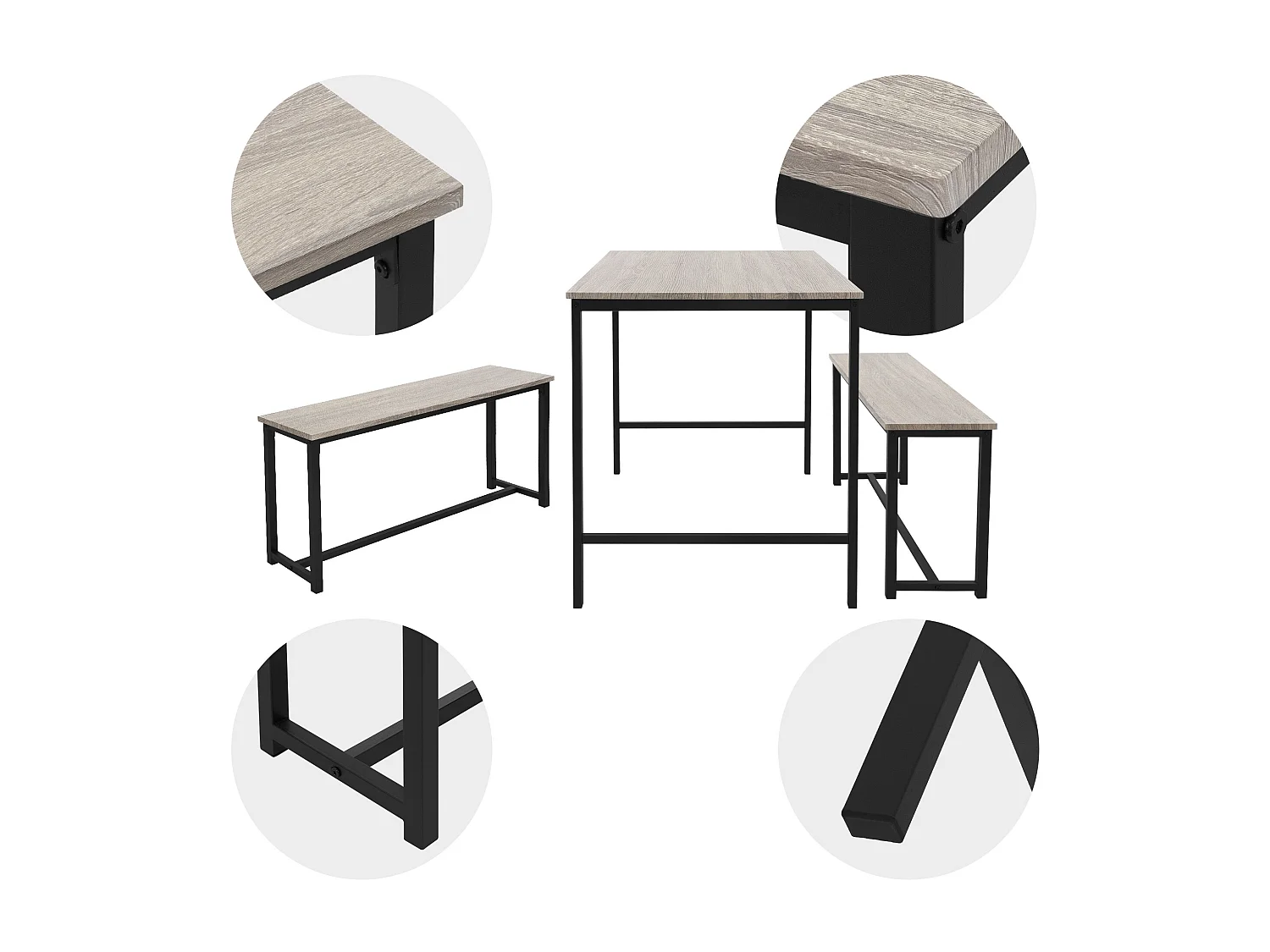 Set tavolo da pranzo per cucina 3 pezzi rovere sonoma set di mobili soggiorno