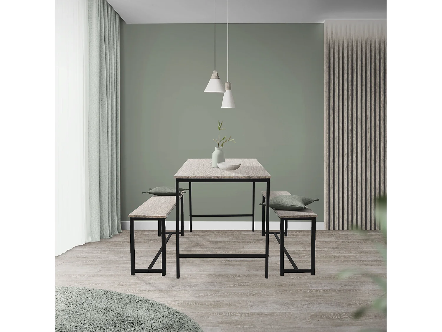 Set tavolo da pranzo per cucina 3 pezzi rovere sonoma set di mobili soggiorno