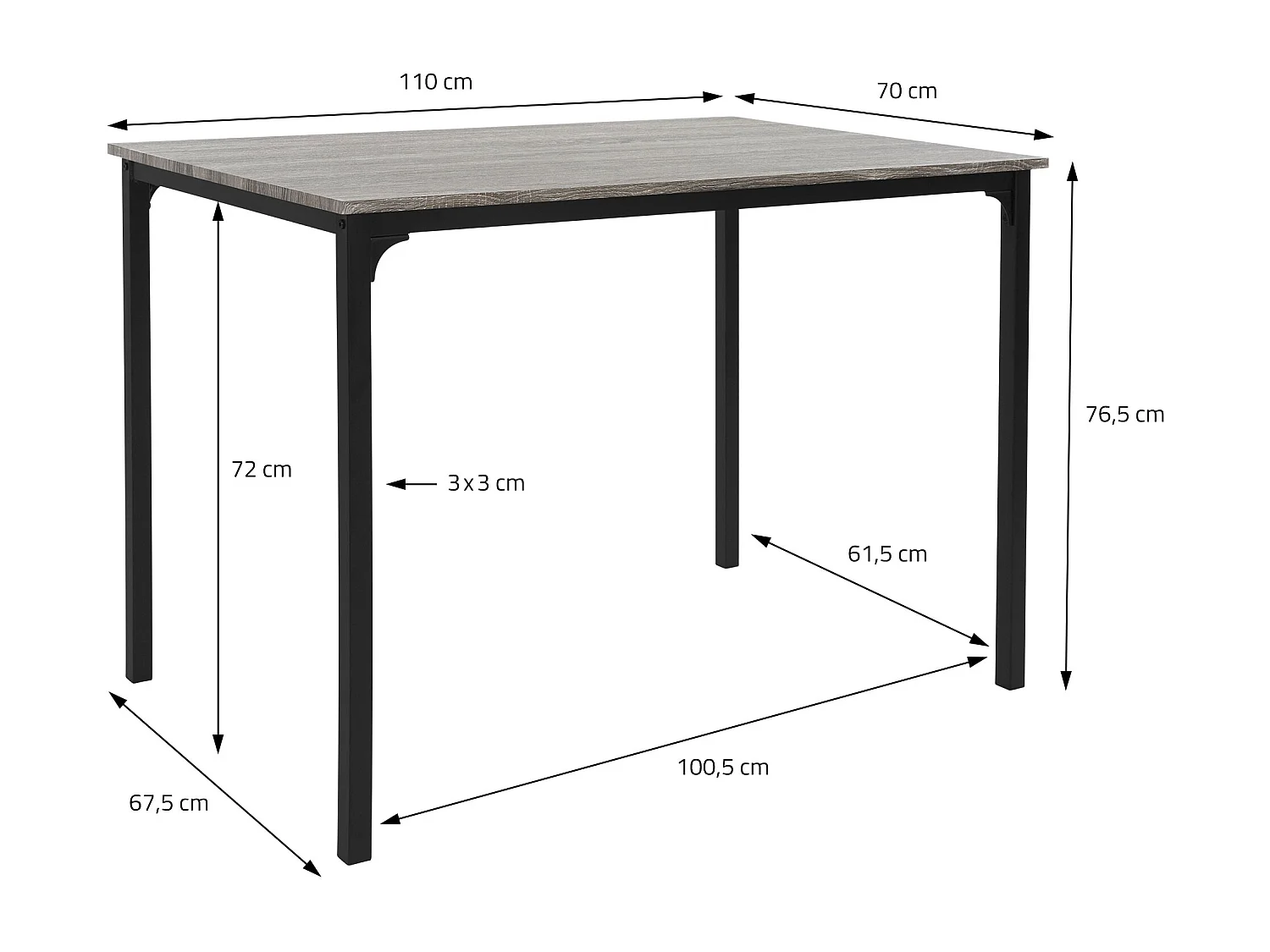 Juego de comedor de 4 piezas muebles roble gris 2 sillas, 1 mesa, 1 banco