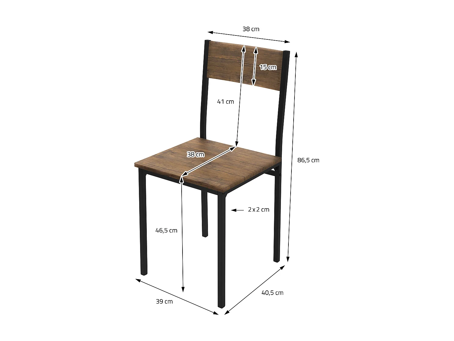 Juego de comedor de 4 piezas muebles roble rústico 2 sillas, 1 mesa, 1 banco