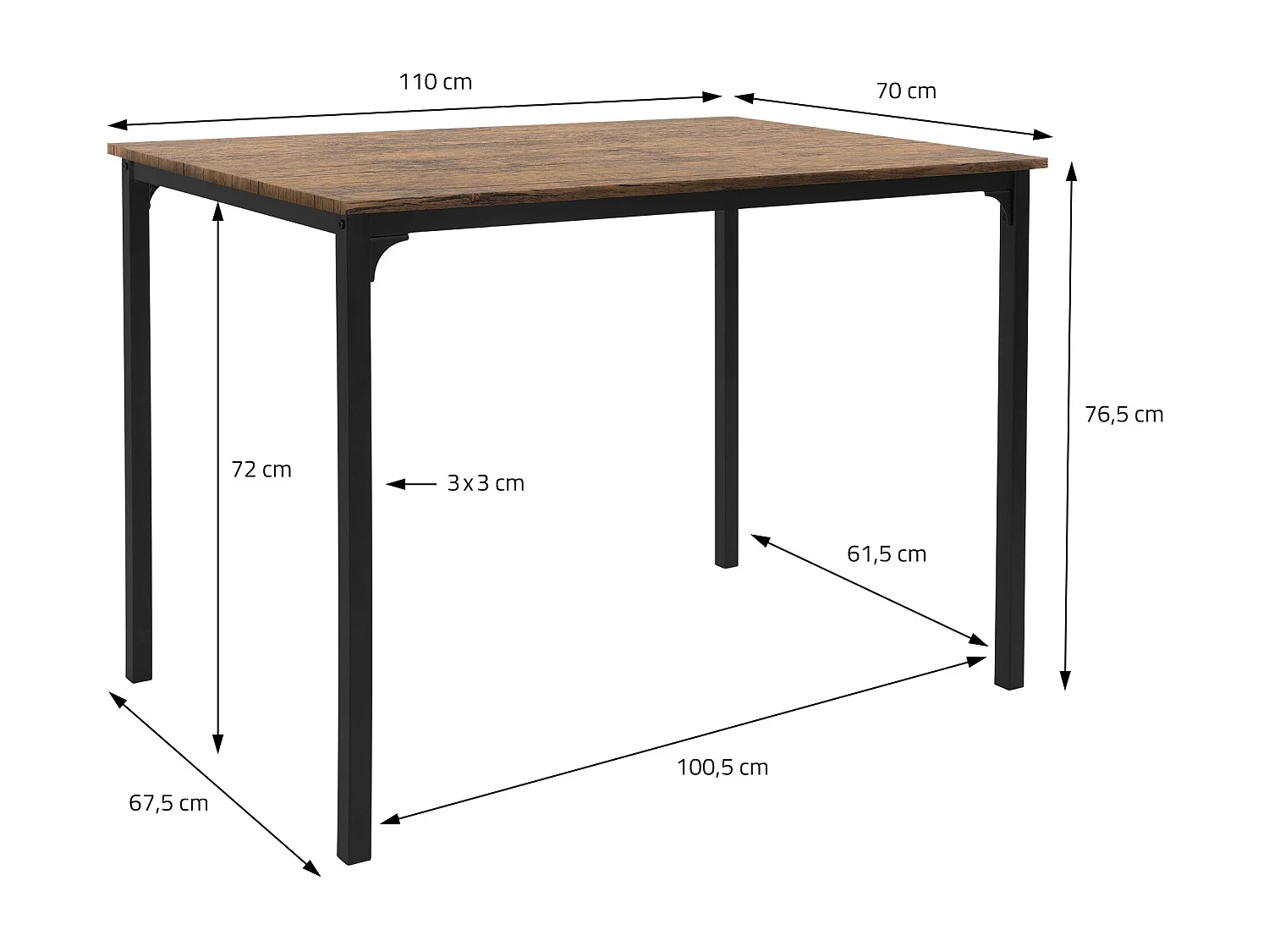 Juego de comedor de 4 piezas muebles roble rústico 2 sillas, 1 mesa, 1 banco