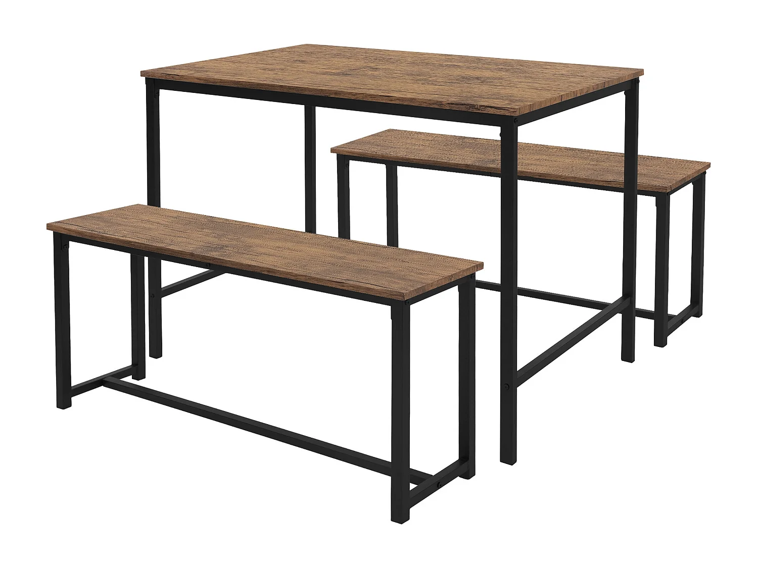 3 Pièces meubles de salle à manger cuisine 1 table 2 banquettes chêne rustique