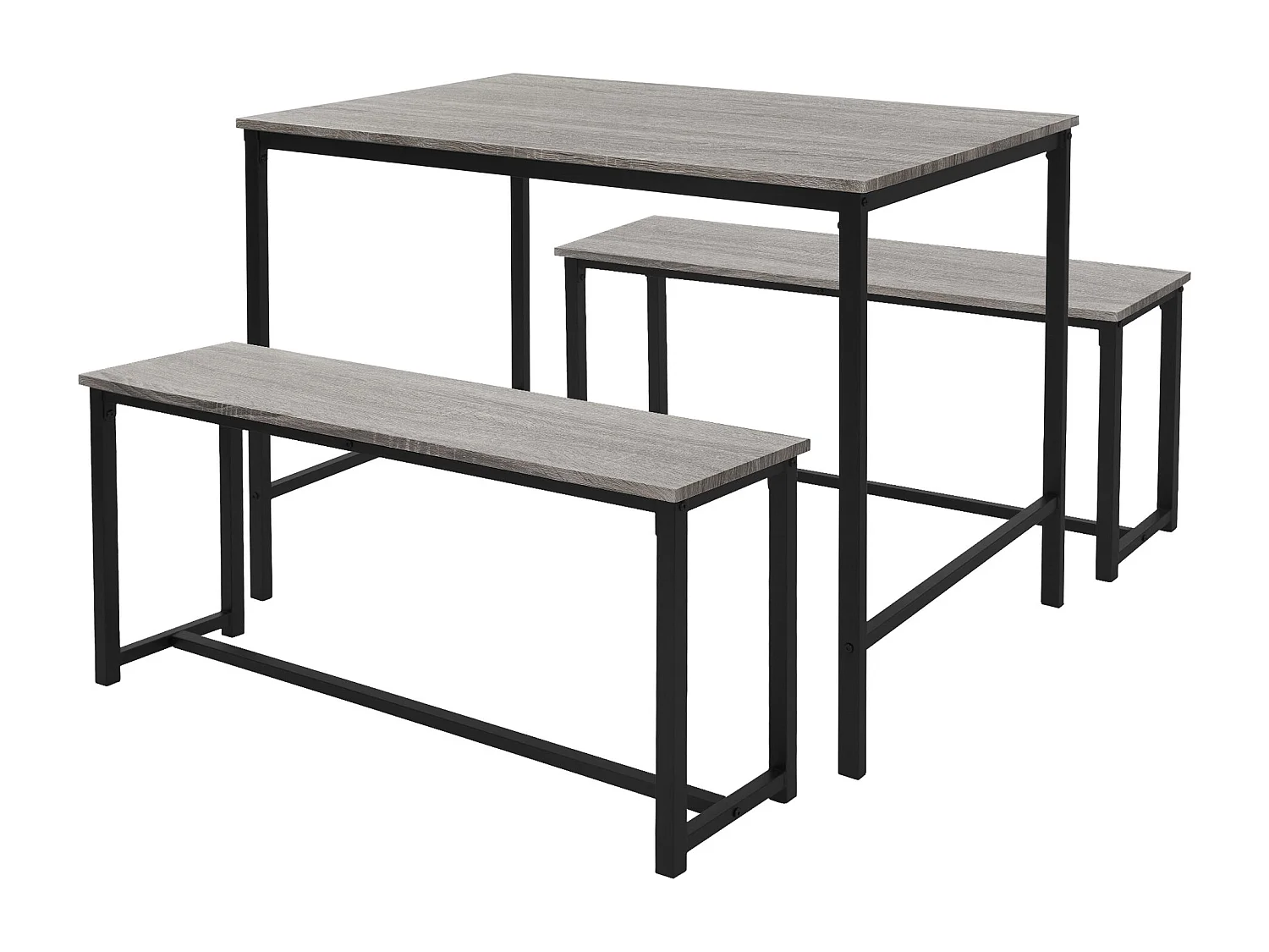 3 Pièces meubles de salle à manger de cuisine 1 table 2 banquettes chêne gris