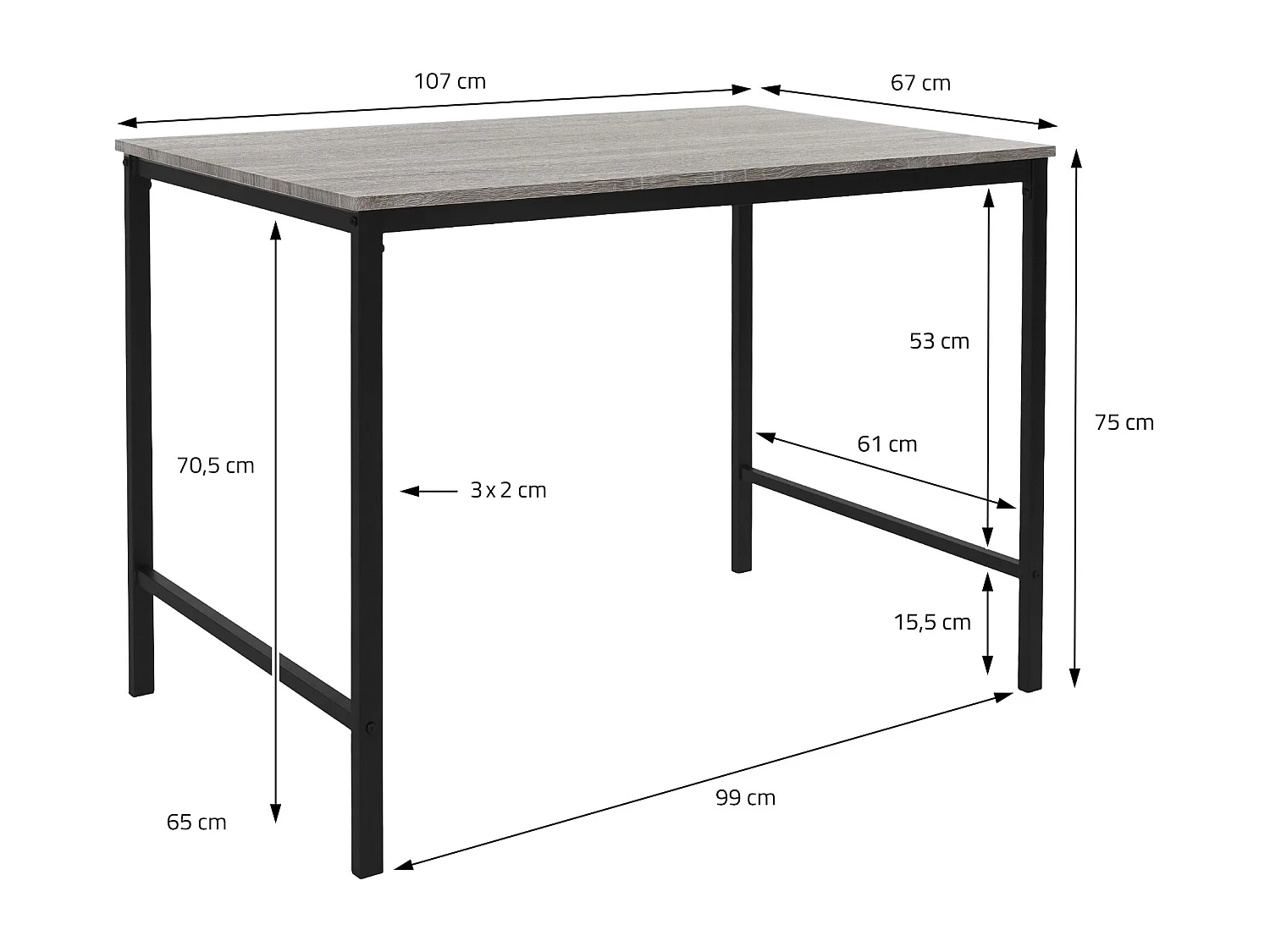 3 Pièces meubles de salle à manger de cuisine 1 table 2 banquettes chêne gris