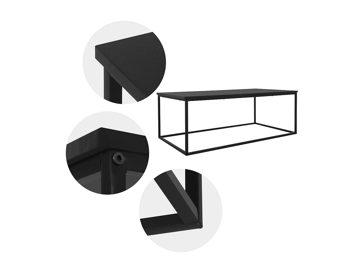 Tavolino da caffè 110x39,5 cm nero rettangolare in metallo tavolini da salotto