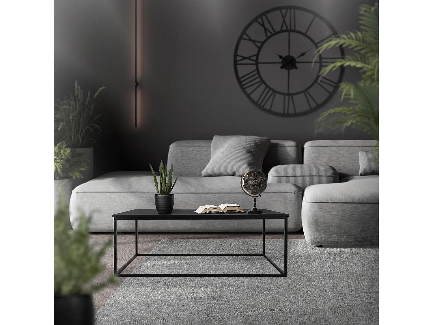 Tavolino da caffè 110x39,5 cm nero rettangolare in metallo tavolini da salotto