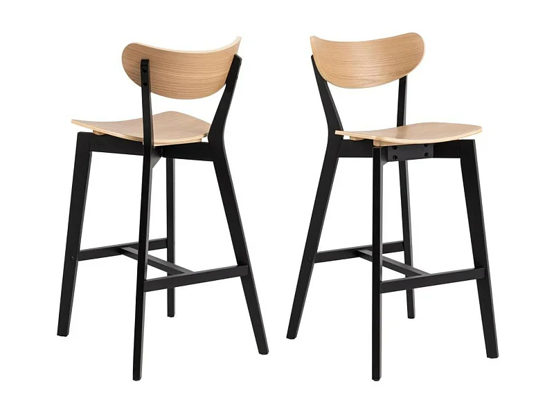 Tabourets de bar scandinaves en bois (lot de 2) - LETA