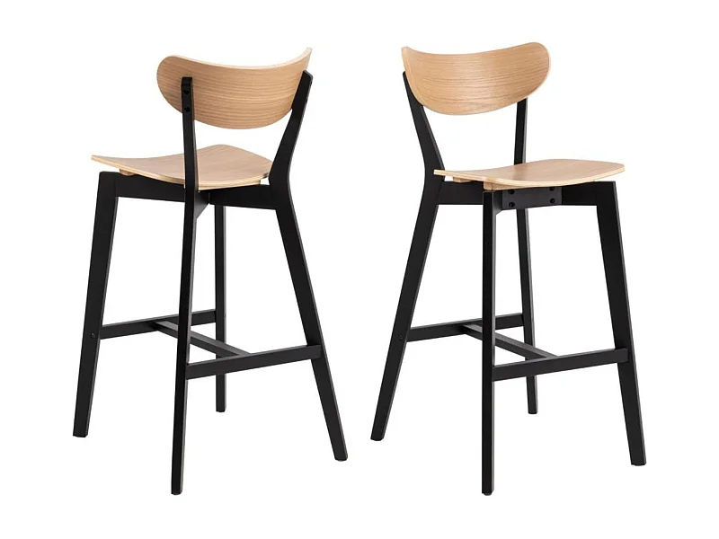 Tabourets de bar scandinaves en bois (lot de 2) - LETA