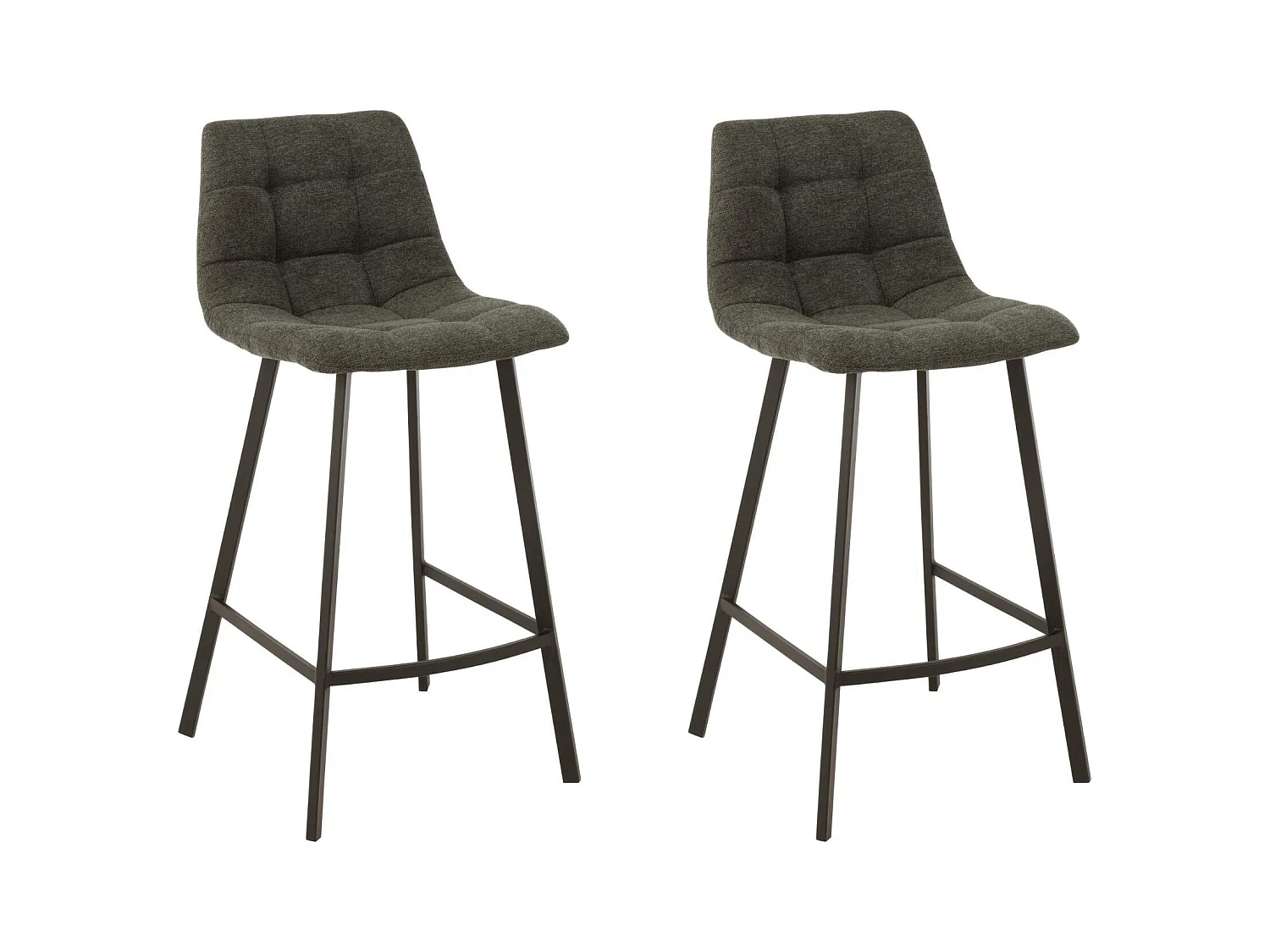 Chaise de bar en tissu et en métal noir (lot de 2) - OLIVIA