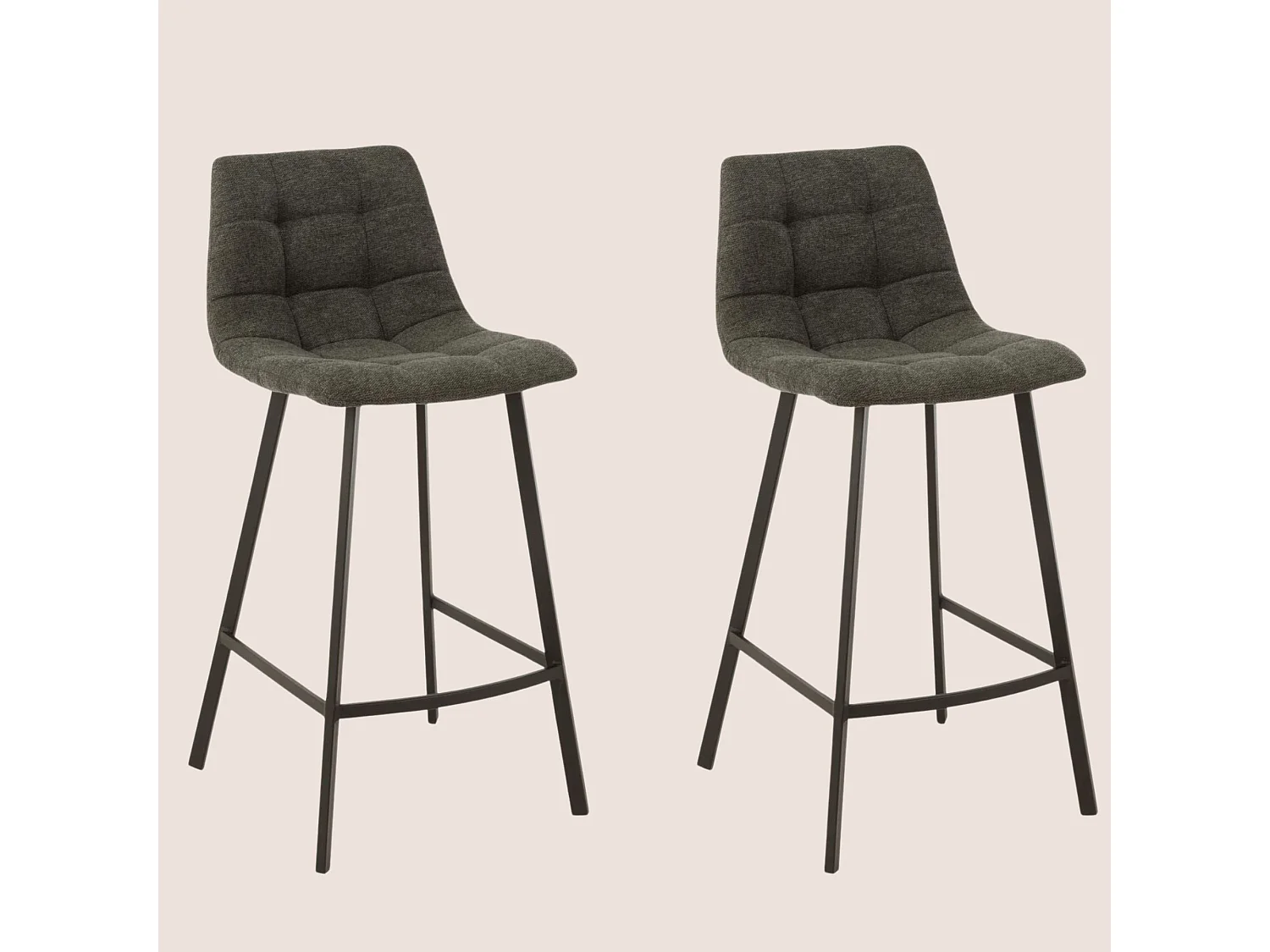 Chaise de bar en tissu et en métal noir (lot de 2) - OLIVIA