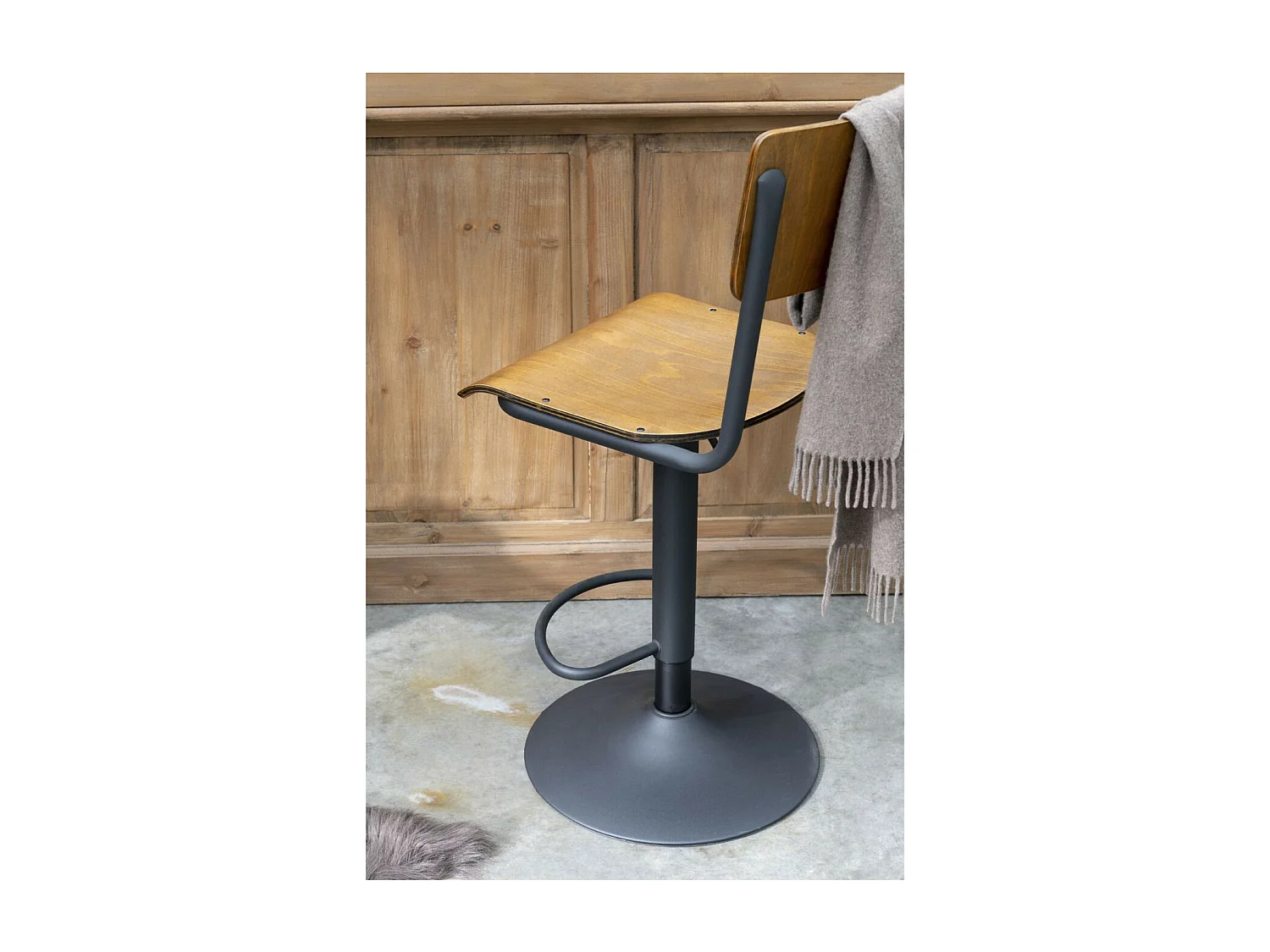 Chaises de bar écolier en bois et en métal (lot de 2) - NICOLAS