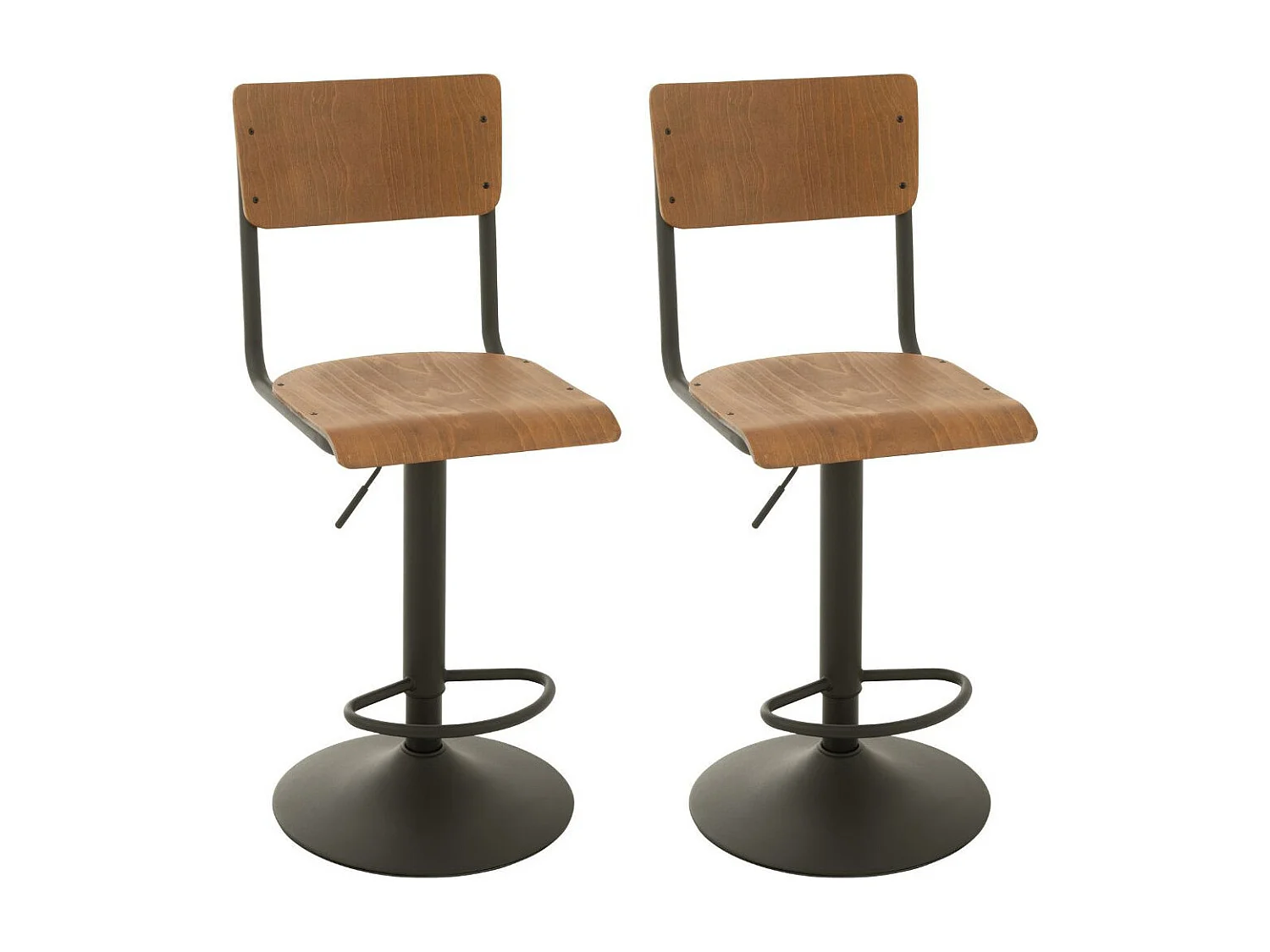 Chaises de bar écolier en bois et en métal (lot de 2) - NICOLAS