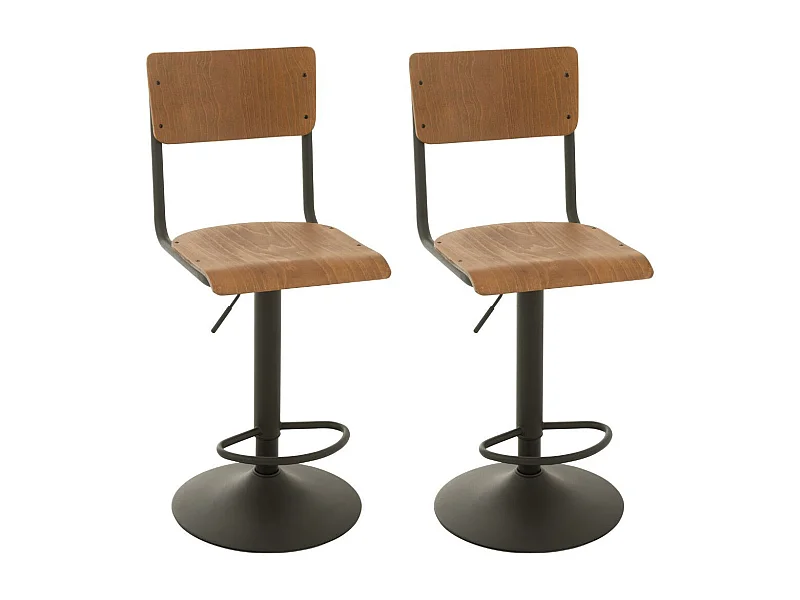 Chaises de bar écolier en bois et en métal (lot de 2) - NICOLAS