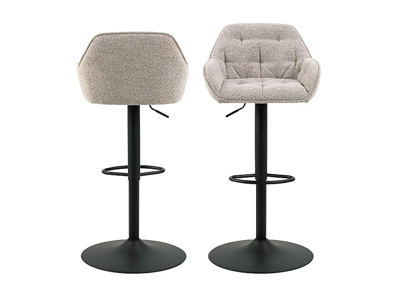 Tabourets de bar en tissu pied tulipe métal noir (lot de 2) - BROOK