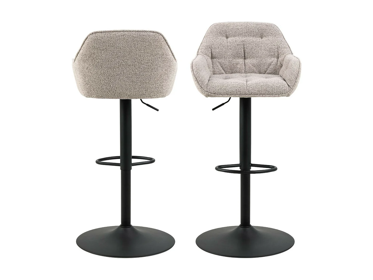 Tabourets de bar en tissu pied tulipe métal noir (lot de 2) - BROOK