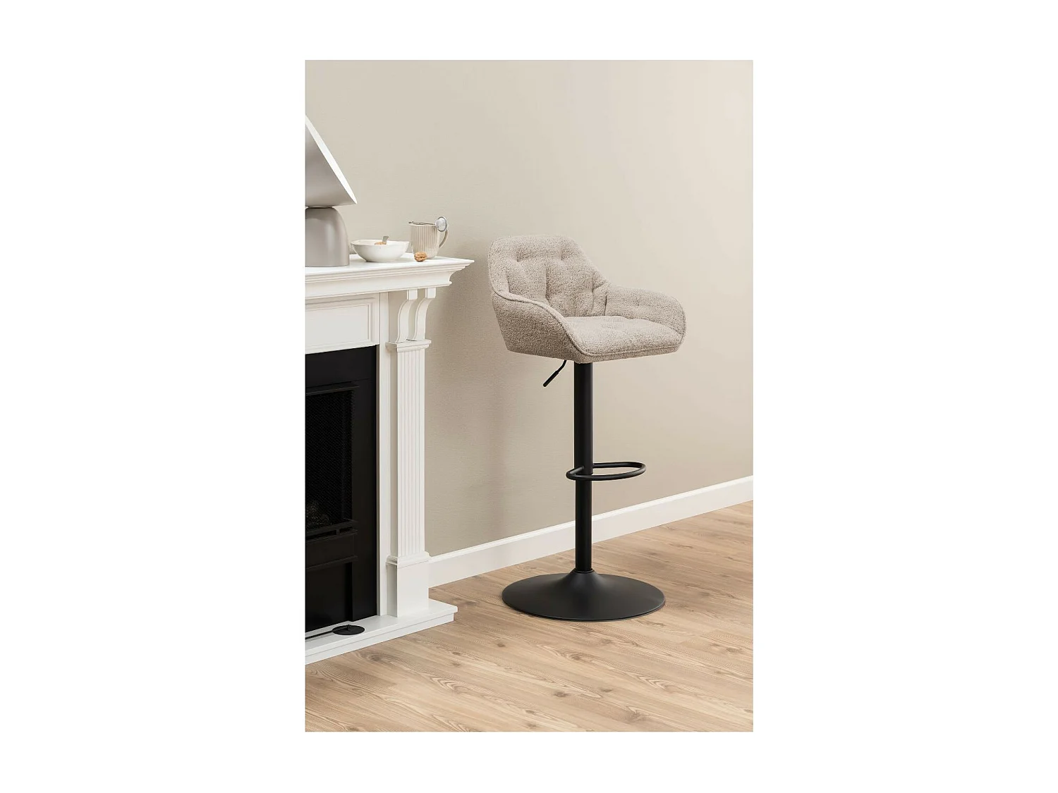 Tabourets de bar en tissu pied tulipe métal noir (lot de 2) - BROOK