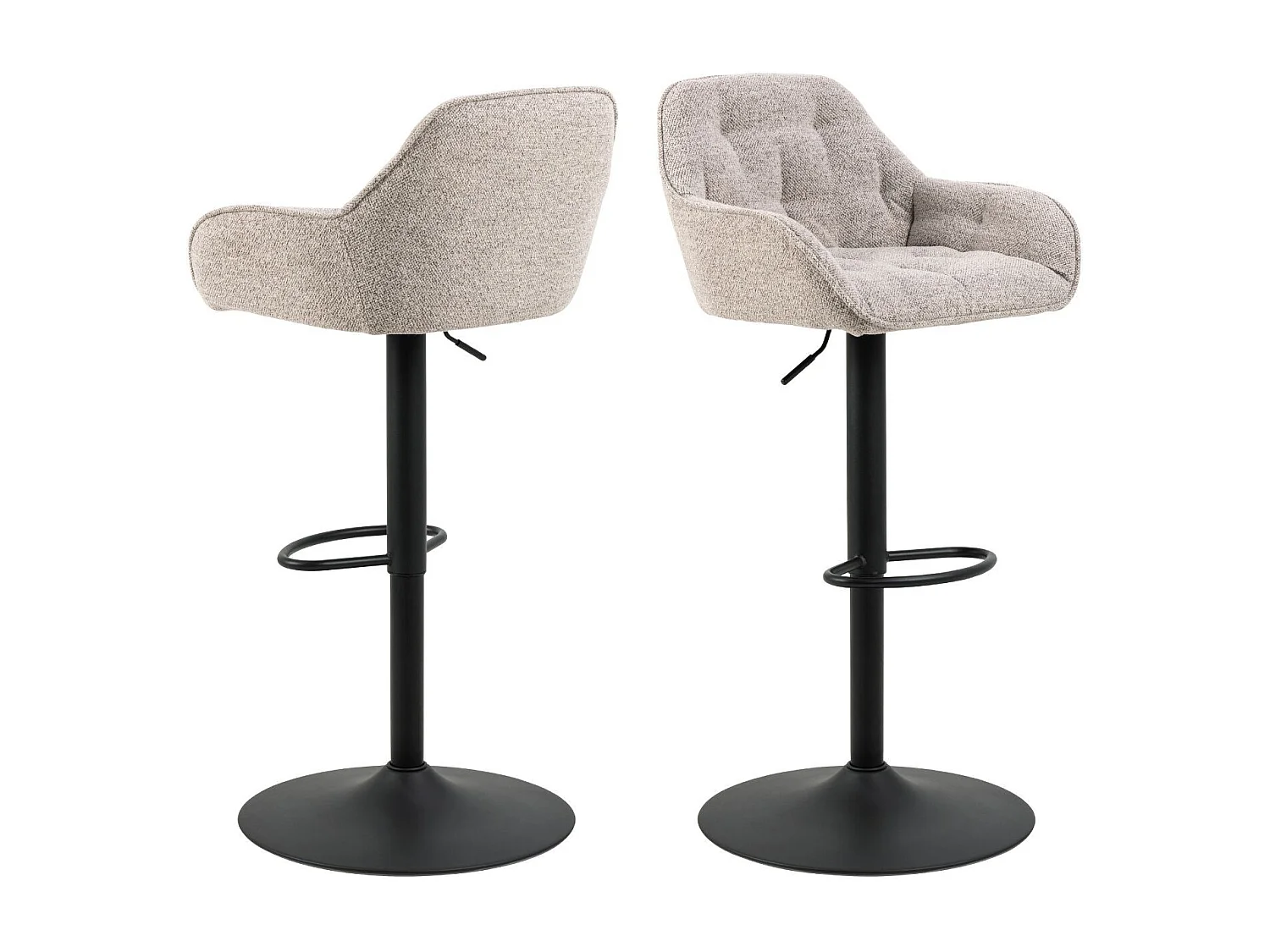 Tabourets de bar en tissu pied tulipe métal noir (lot de 2) - BROOK
