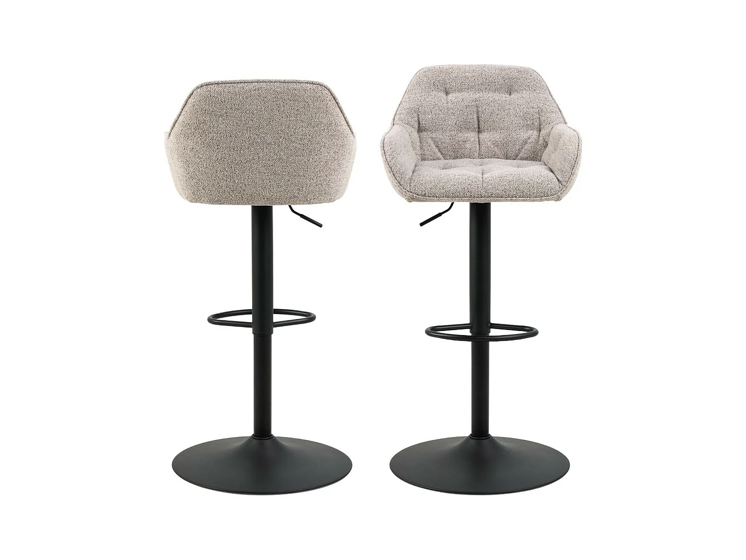 Tabourets de bar en tissu pied tulipe métal noir (lot de 2) - BROOK