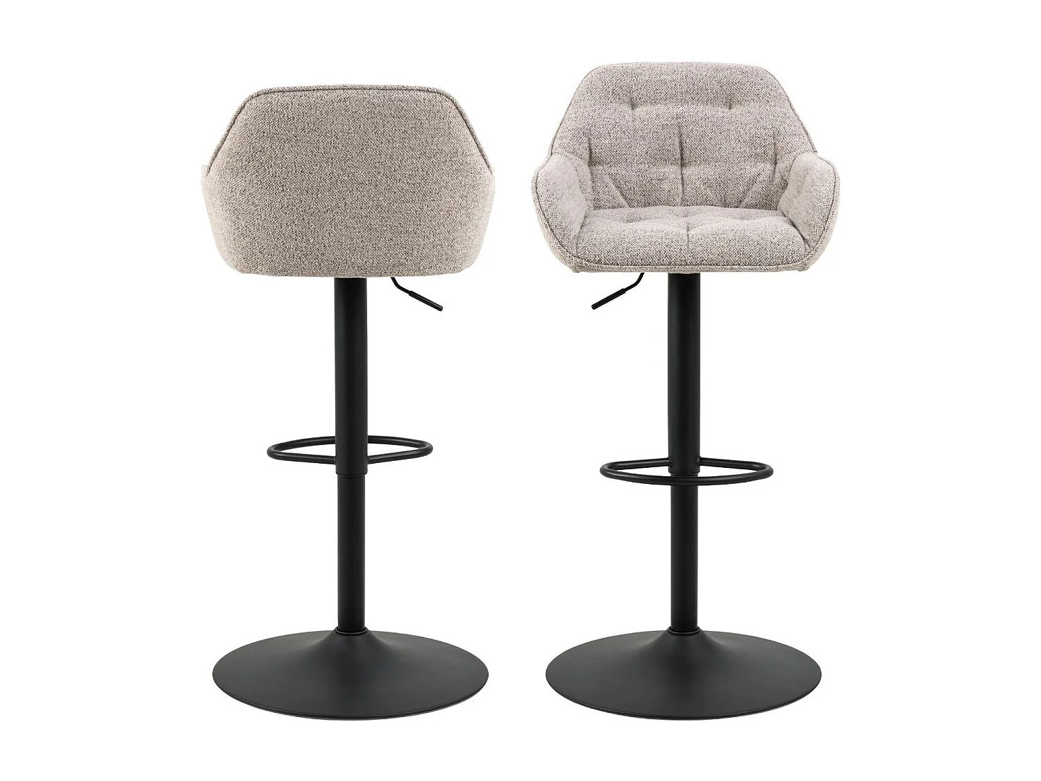 Tabourets de bar en tissu pied tulipe métal noir (lot de 2) - BROOK