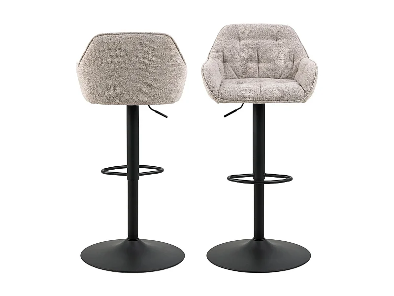 Tabourets de bar en tissu pied tulipe métal noir (lot de 2) - BROOK