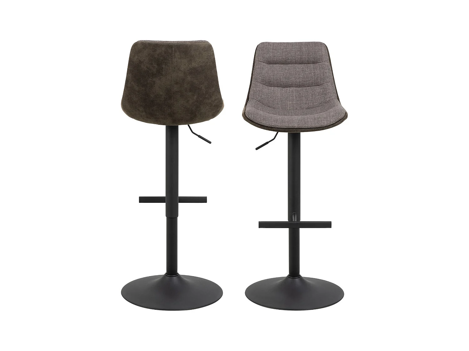 Tabourets de bar en tissu bicolore brun et gris (lot de 2) - ALICIA