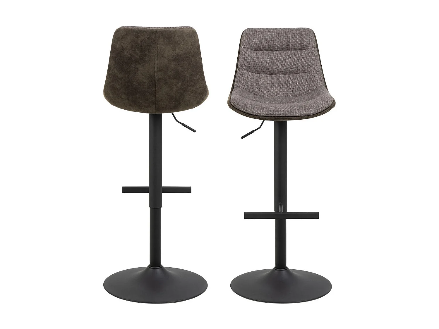 Tabourets de bar en tissu bicolore brun et gris (lot de 2) - ALICIA