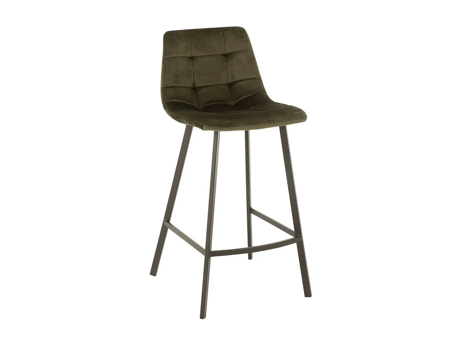 Chaises de bar en velours peau de pêche et métal (lot de 2) - OLIVIA