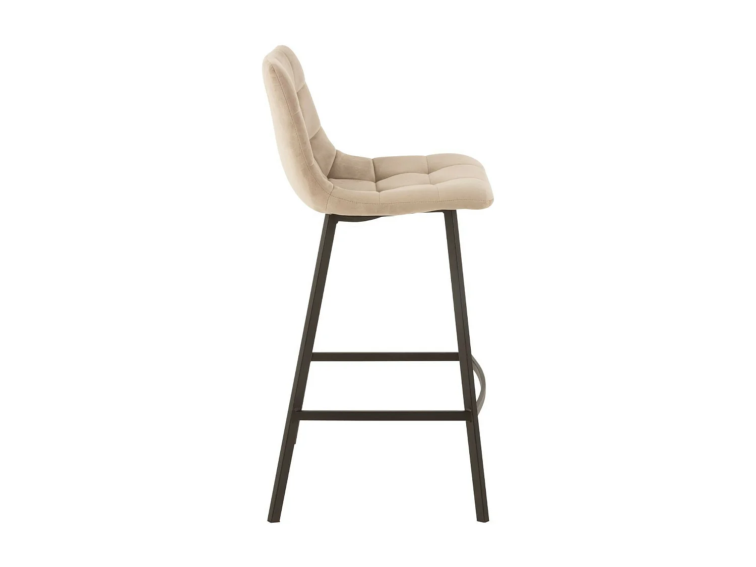 Chaises de bar en velours peau de pêche et métal (lot de 2) - OLIVIA