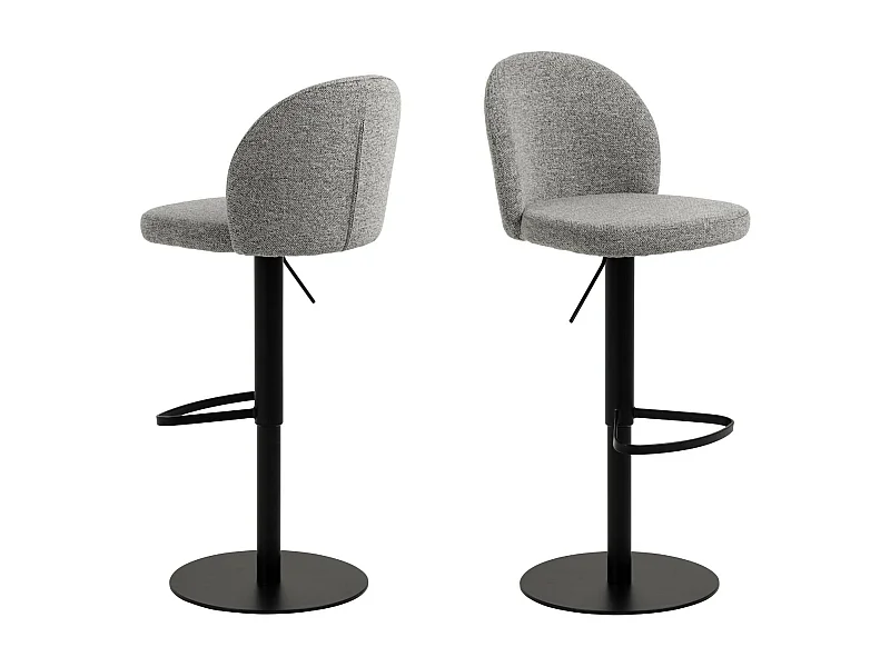 Tabourets de bar tissu gris clair piétement métal noir (lot de 2) - PATIA