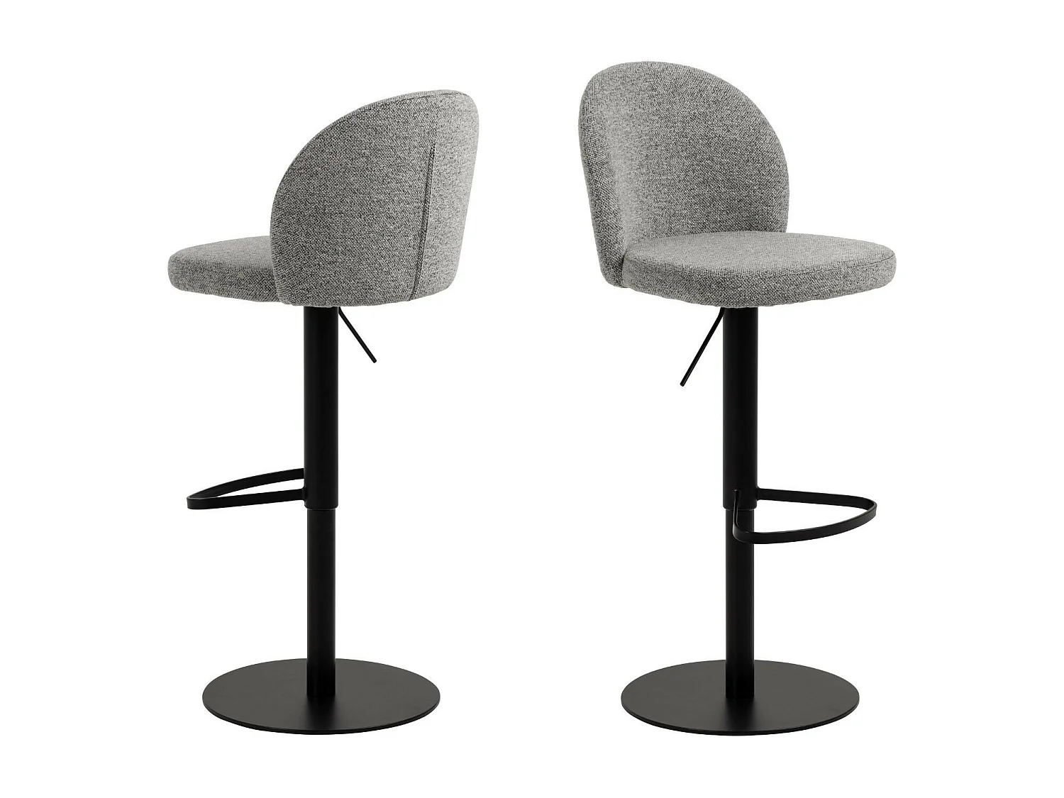 Tabourets de bar tissu gris clair piétement métal noir (lot de 2) - PATIA